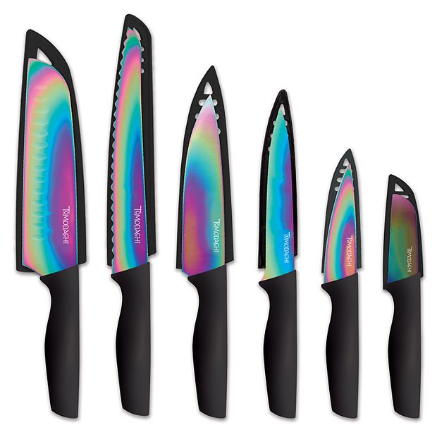 Kitchen Knife Set Rainbow Stainless Steel Blades Durable Metal