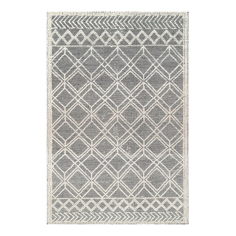 nuLOOM Contemporary Trellis Natti Wool Blend Rug, White, 6X9 Ft