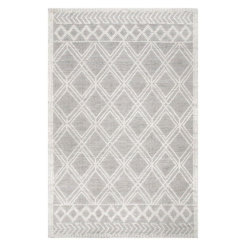 nuLOOM Contemporary Trellis Natti Wool Blend Rug, White, 8.5X11.5Ft