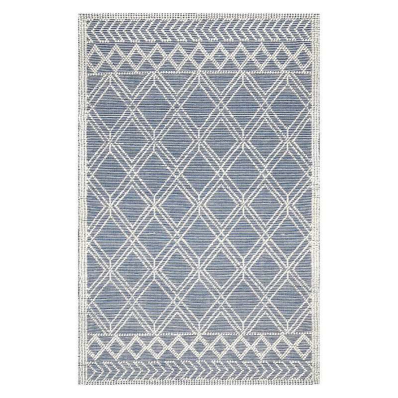 nuLOOM Contemporary Trellis Natti Wool Blend Rug, Blue, 8.5X11.5Ft