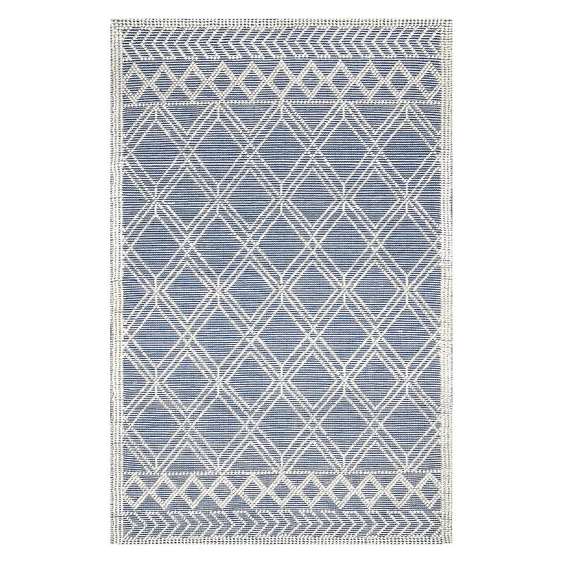 nuLOOM Contemporary Trellis Natti Wool Blend Rug, Blue, 8.5X11.5Ft