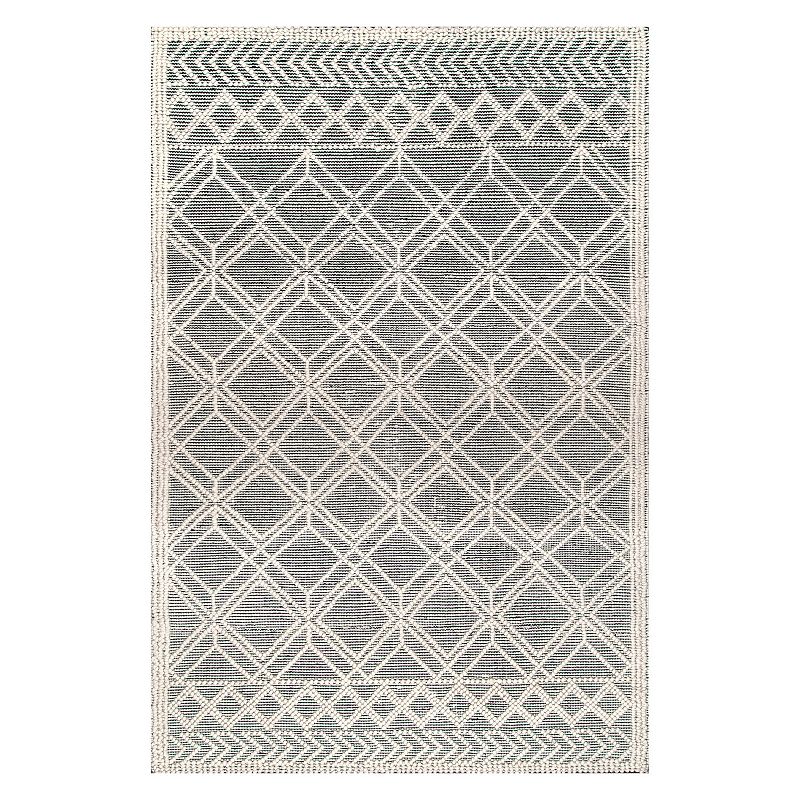 nuLOOM Contemporary Trellis Natti Wool Blend Rug, White, 6X9 Ft