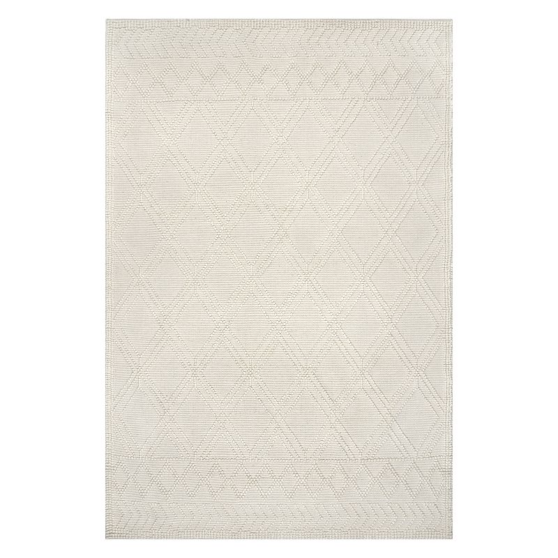 nuLOOM Contemporary Trellis Natti Wool Blend Rug, White, 8.5X11.5Ft