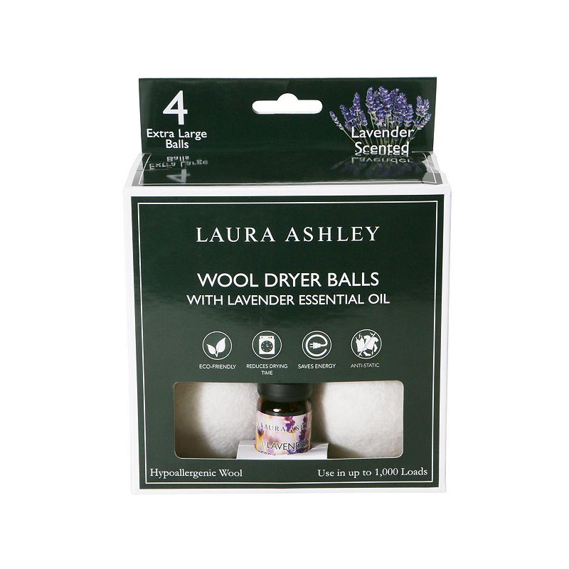 Laura Ashley 4-pack Wool Dryer Balls & Lavender Essential Oil Kit, Adult Un