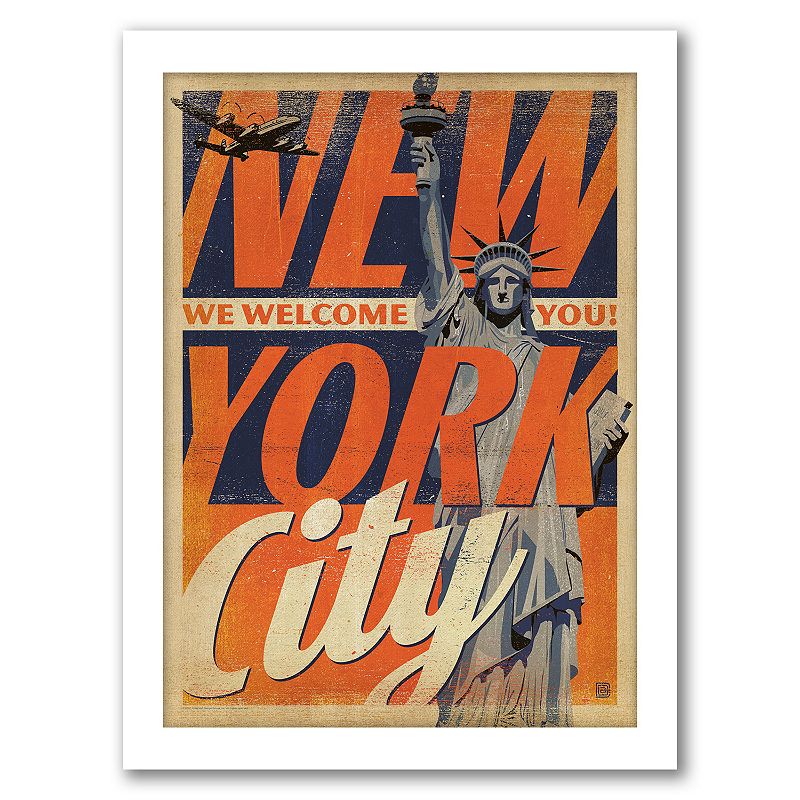 Americanflat NYC: We Welcome You Framed Wall Print, Multicolor, 15X12