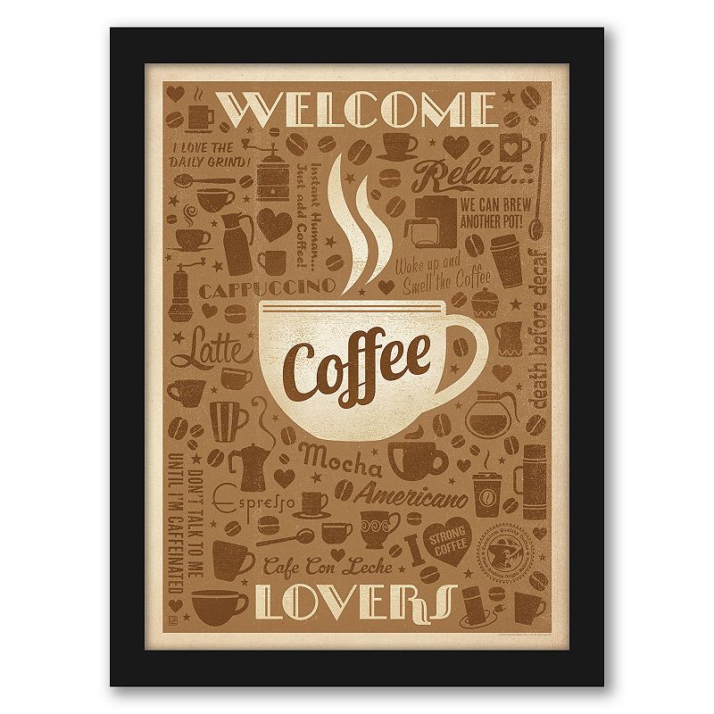 Americanflat Welcome Coffee Lovers Framed Wall Art, Multicolor, 15X12