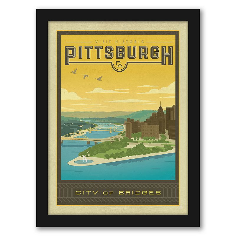 Americanflat Pittsburgh Framed Wall Art, Multicolor, 25X19
