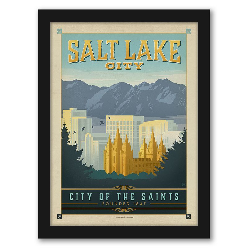 Americanflat Salt Lake City Framed Wall Art, Multicolor, 25X19