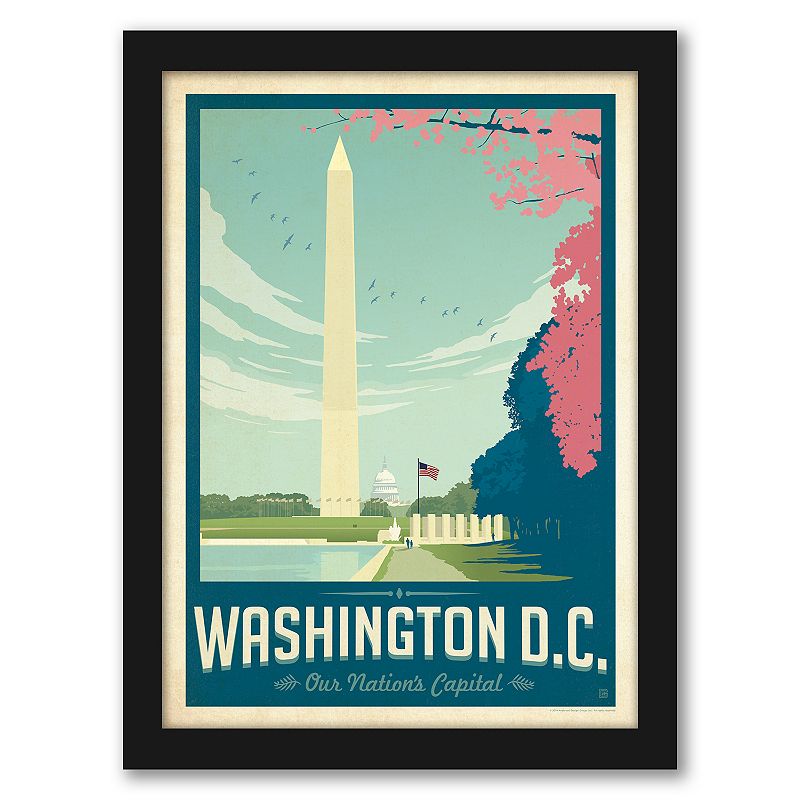 Americanflat Washington D.C. 1003 Framed Wall Art, Multicolor, 15X12