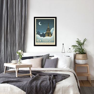 Americanflat "NYC Moonlit Clouds" Framed Wall Art