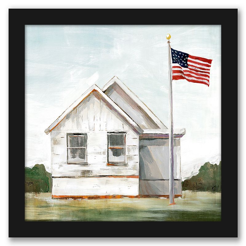 Americanflat American Flag Framed Art Print, Multicolor, 15X15