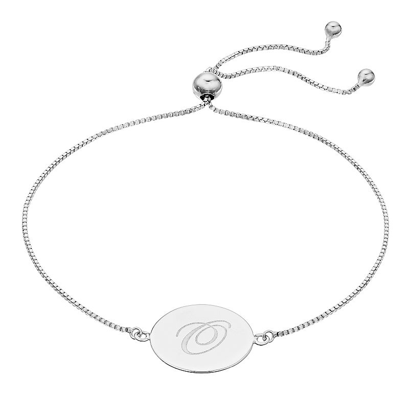 Sterling Silver Initial Disc Adjustable Bolo Bracelet, Womens, Size: 10