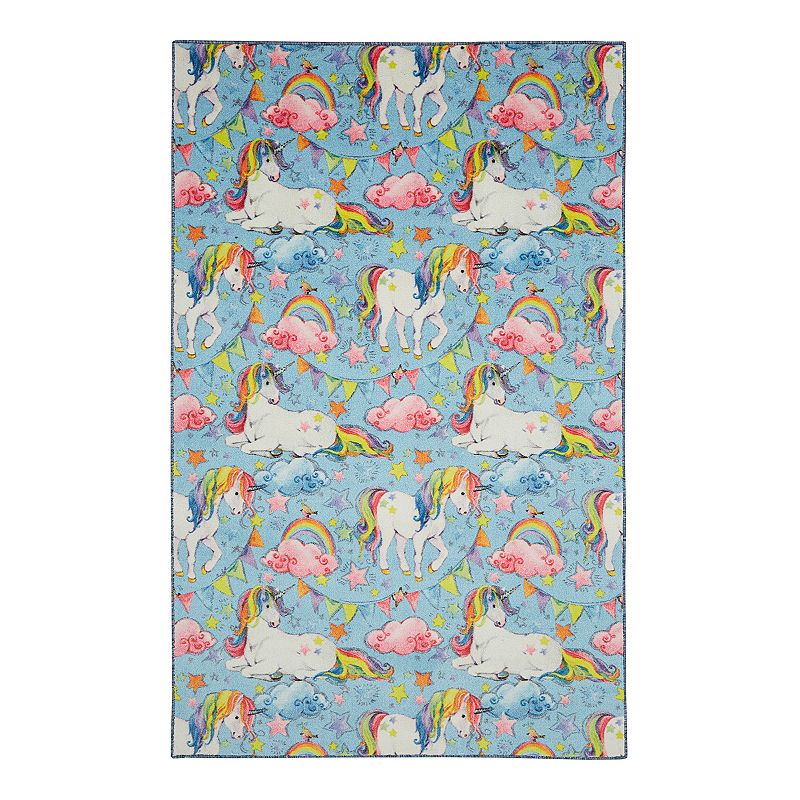 Mohawk Home Kids Prismatic Unicorn Wish EverStrand Rug, Blue, 8X10 Ft