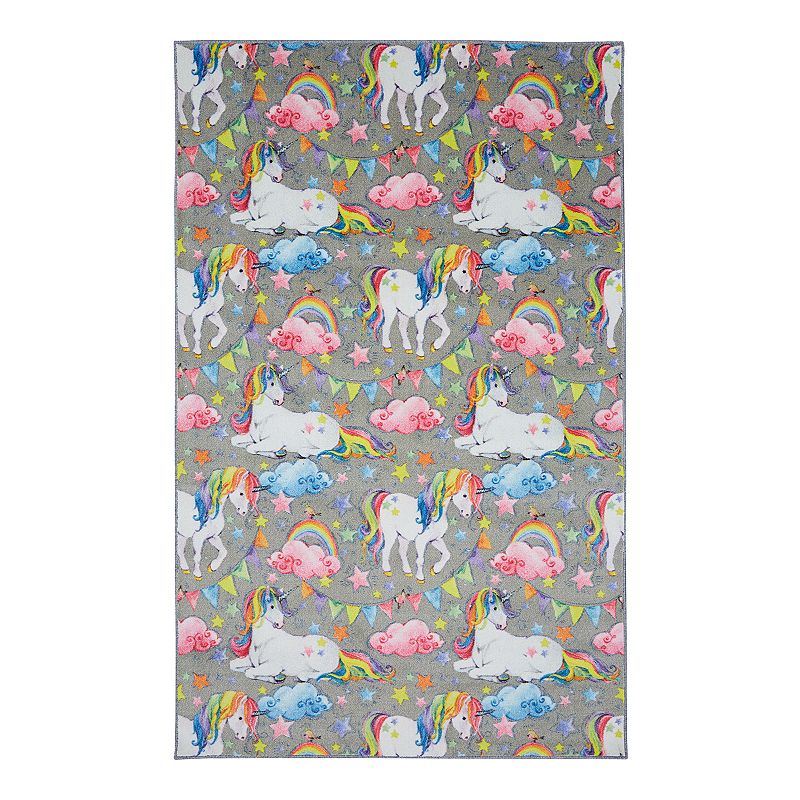 Mohawk Home Kids Prismatic Unicorn Wish EverStrand Rug, Grey, 5X8 Ft