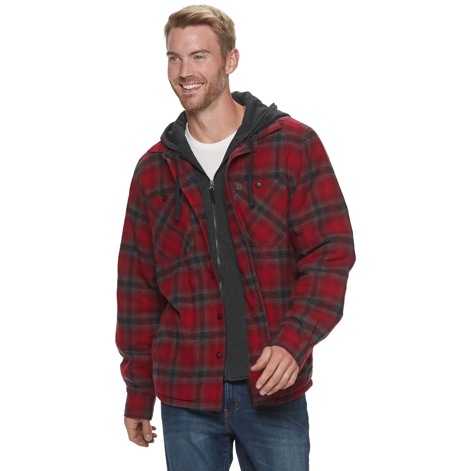 flannel zip up jacket men's