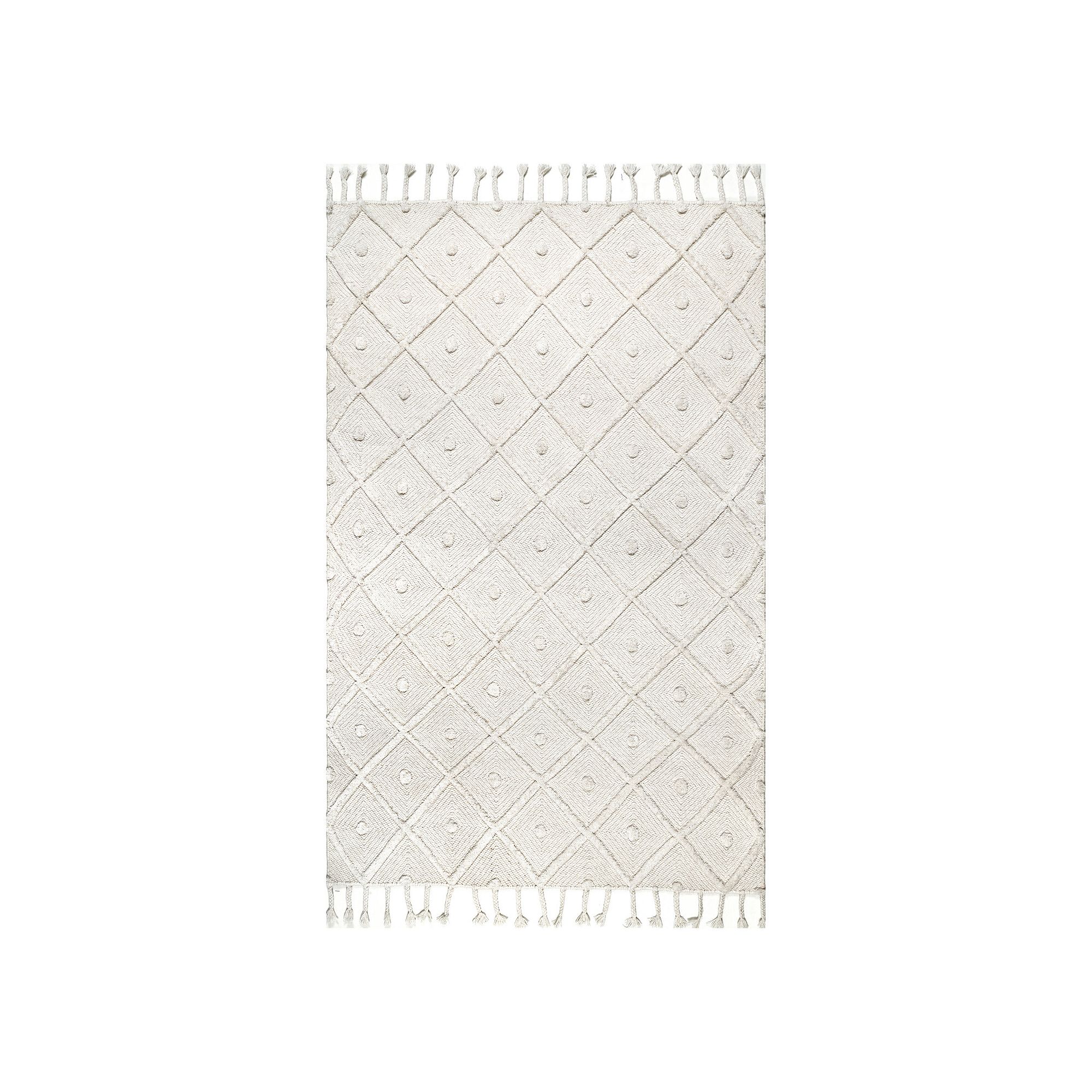 nuLOOM Trellis Tassel Jinny Wool Blend Rug, Ivory