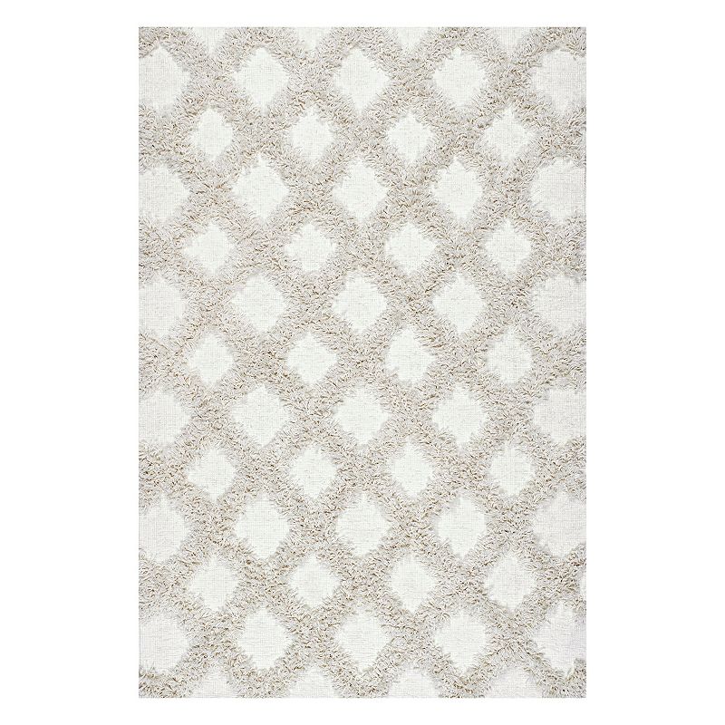 nuLOOM Francene Diamond Trellis Shaggy Rug, White, 5X8 Ft