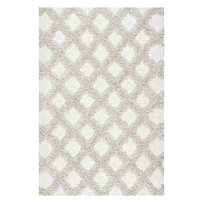 nuLOOM Francene Diamond Trellis Shaggy Rug, White, 5X8 Ft