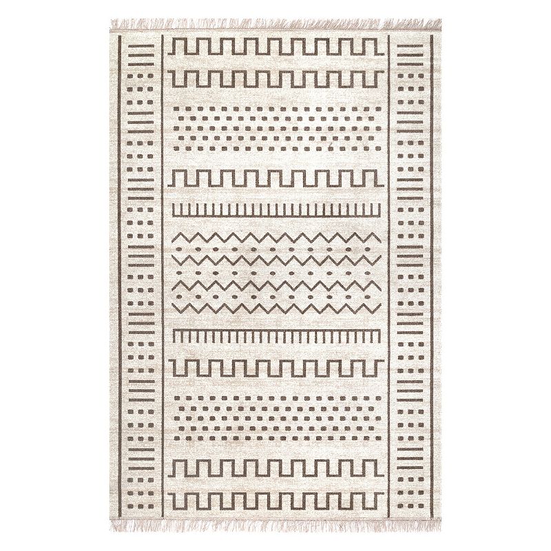 nuLOOM Outdoor Tribal Cora Rug, Beig/Green, 5X8 Ft