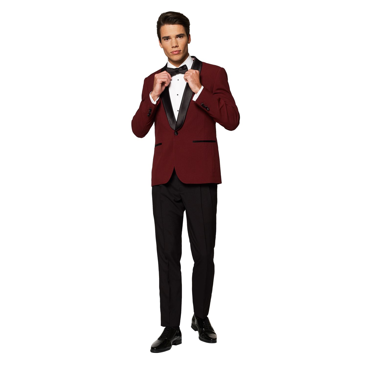burgundy tuxedo dress