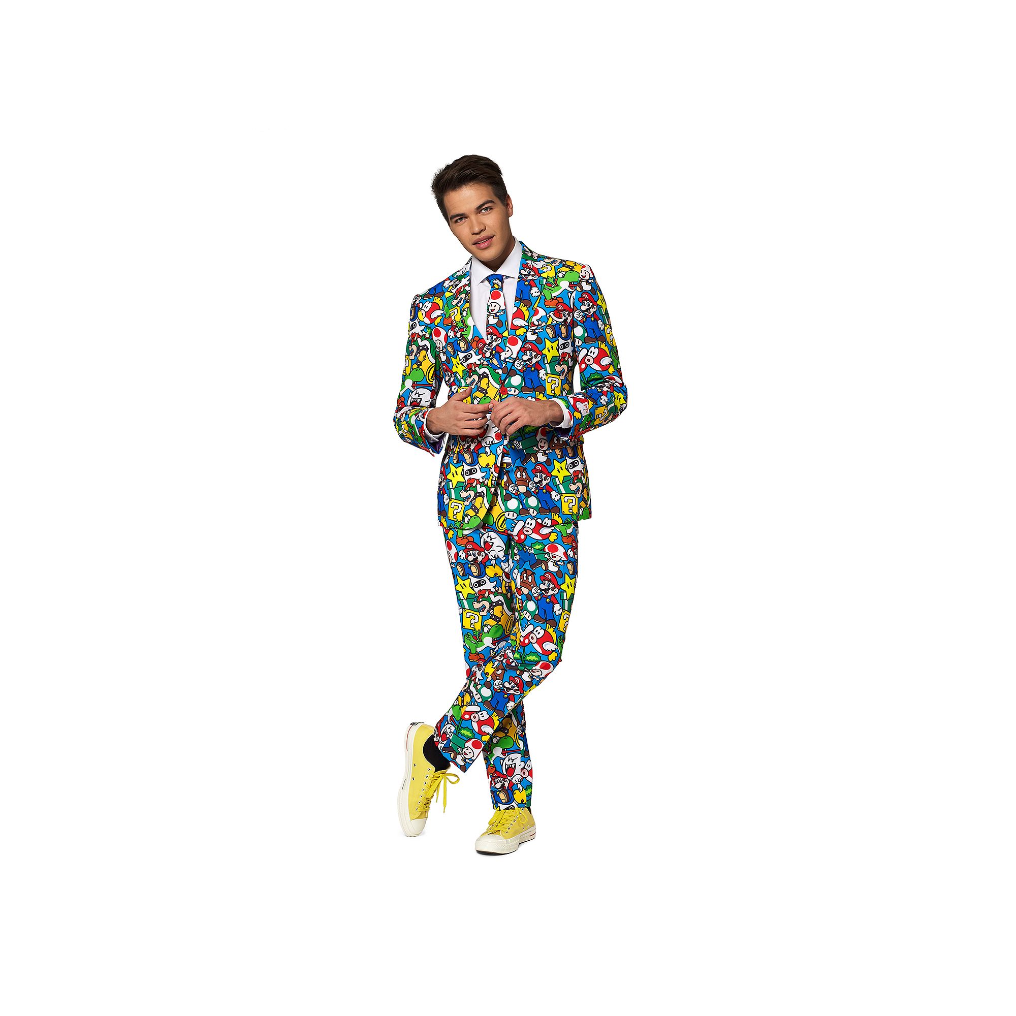 Mens OppoSuits Slim-Fit Super Mario Suit & Tie Set, Size: 36 - Regular, Mu