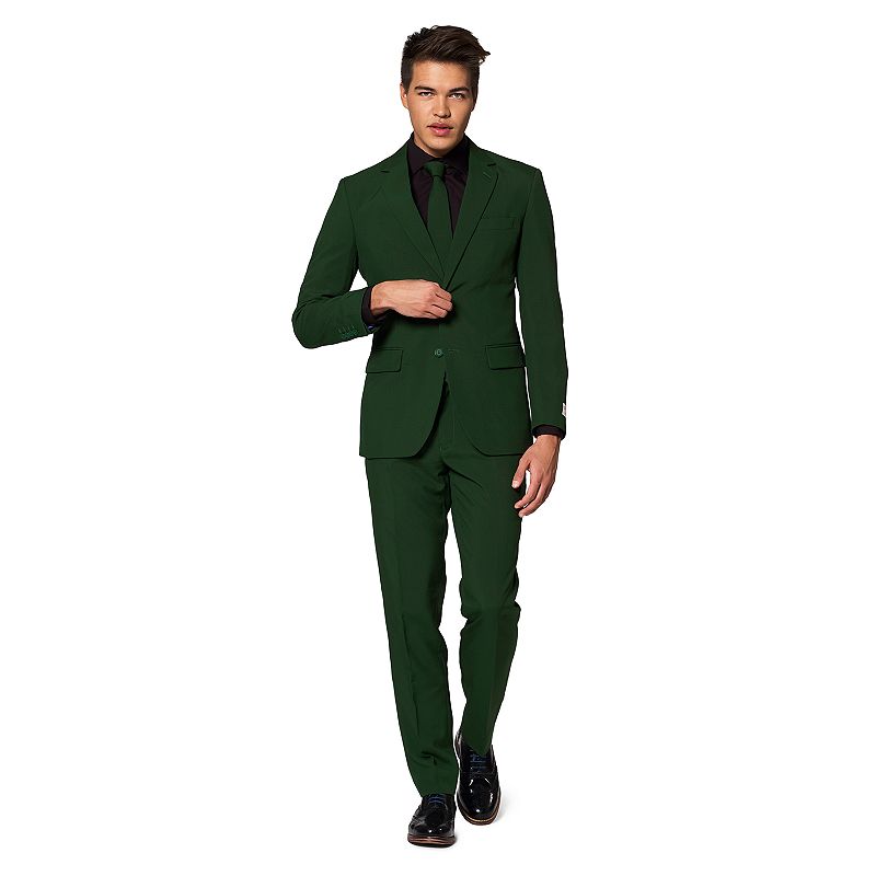 Mens OppoSuits Slim-Fit Glorious Green Solid Suit & Tie Set, Size: 36 - Re