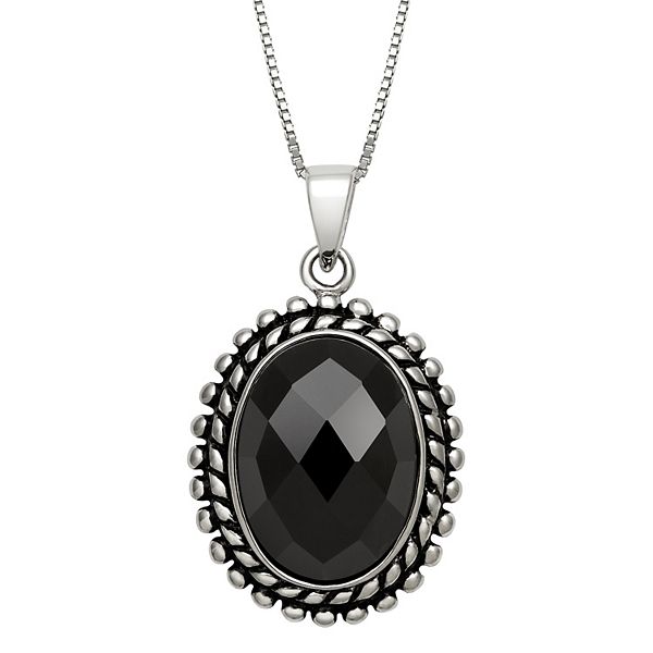 Sterling Silver Black Onyx Pendant Necklace