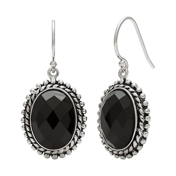 Sterling Silver Black Onyx Drop Earrings