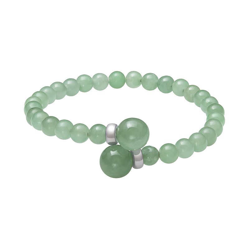 Sterling Silver Jade Flex Bangle Bracelet, Womens, Green