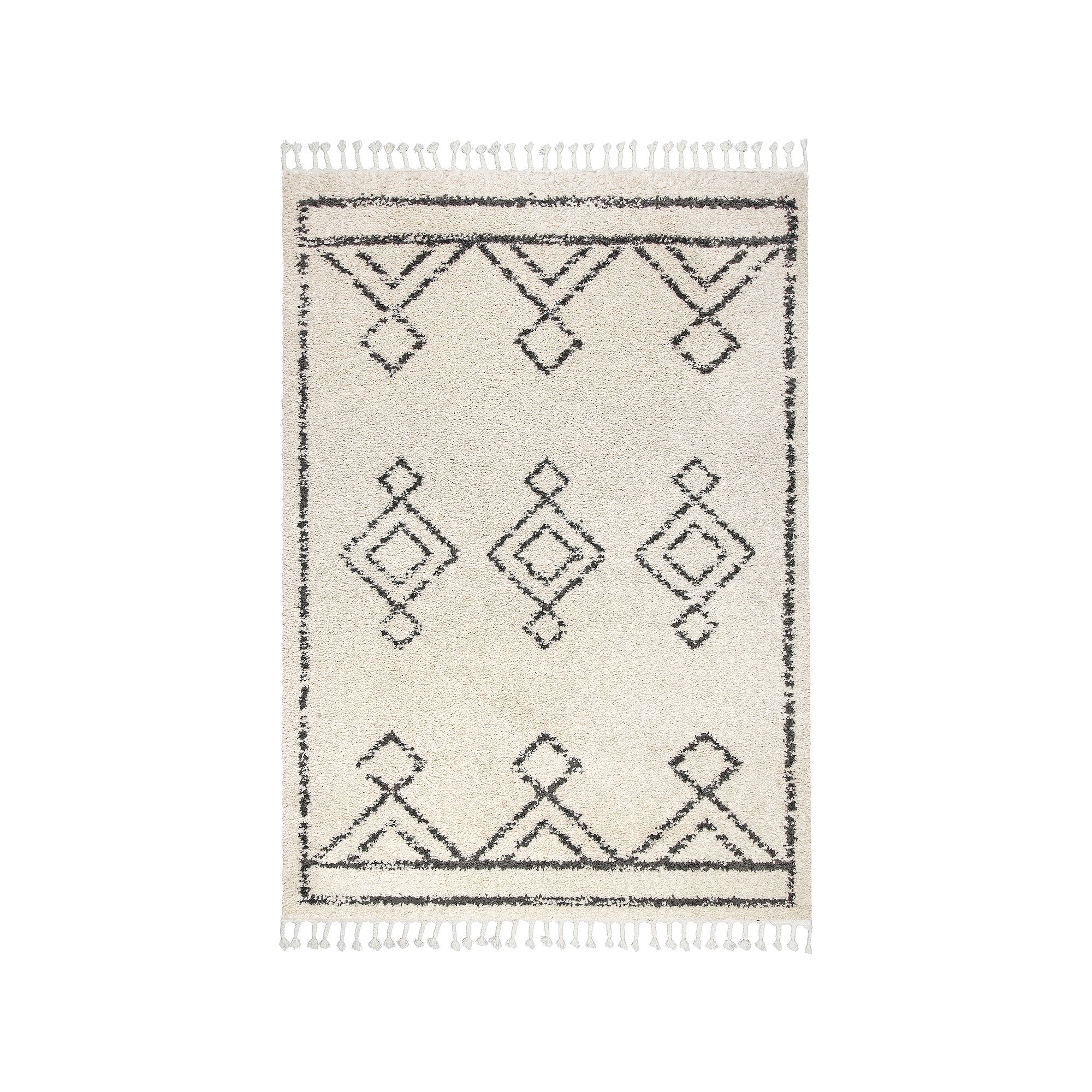 nuLOOM Mackie Moroccan Diamond Tassel Rug, Off White