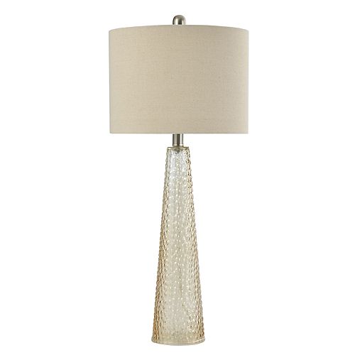 Table Lamp Amber Mist Finish Cream Hardback Fabric Shade