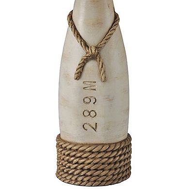 Table Lamp Distressed White Finish Cream Hardback Canvas Shade