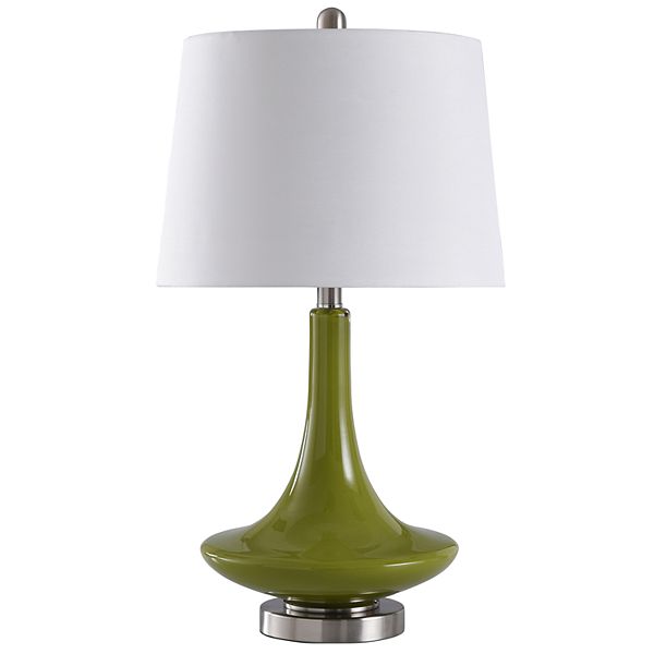 Table Lamp Green Finish White Hardback, The Lamp Shader Westmont