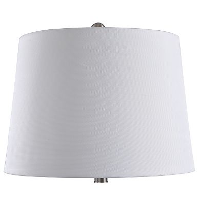 Table Lamp Green Finish White Hardback Fabric Shade