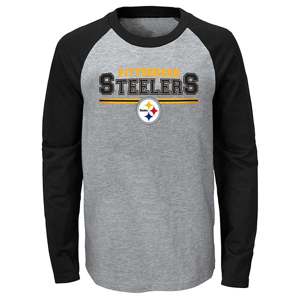 Boy S 4 Nfl Pittsburgh Steelers Reverse Varsity Block Raglan Long Sleeve Tee