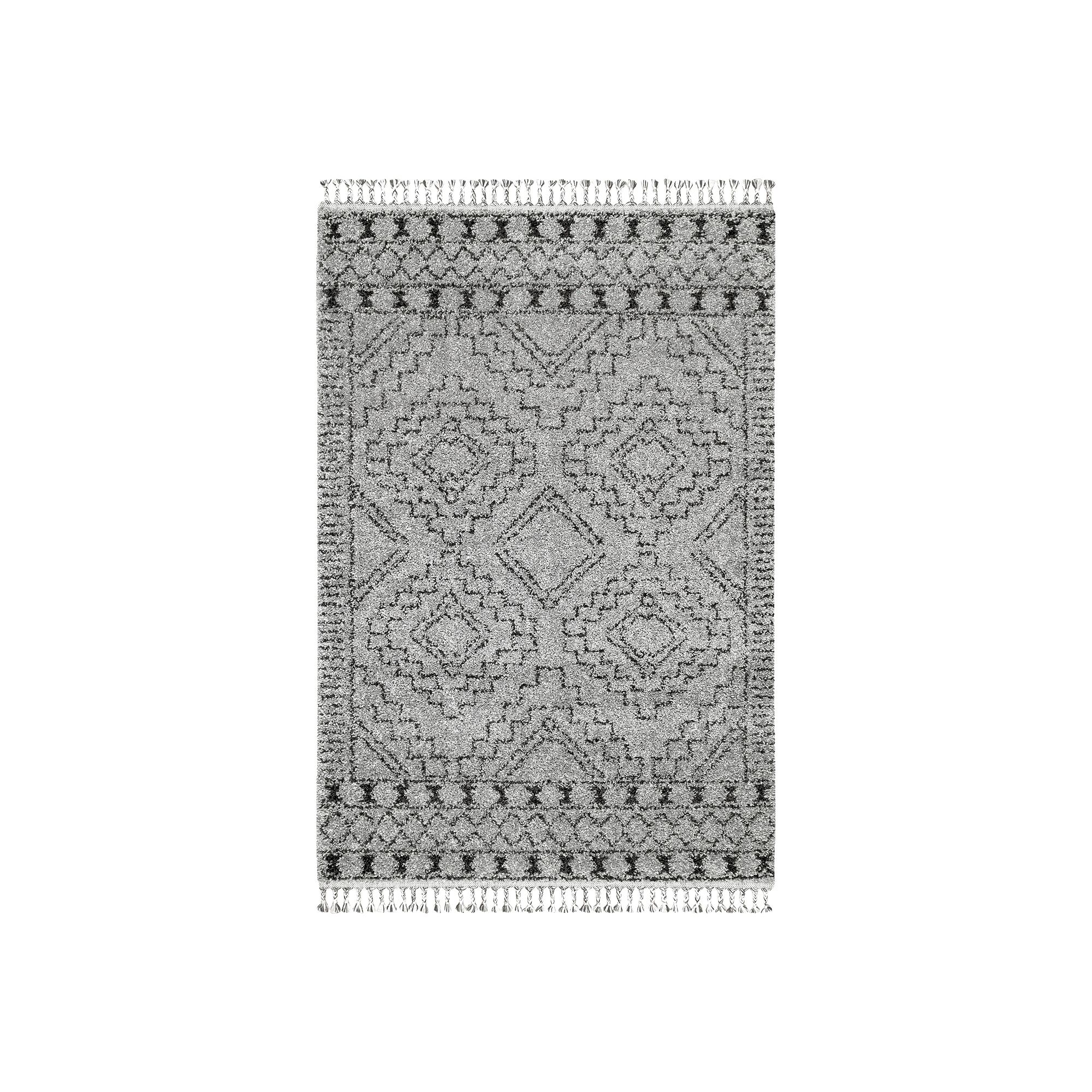 nuLOOM Vasiliki Moroccan Tribal Tassel Rug, Gray