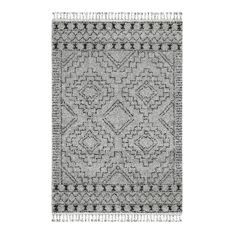 46772691 nuLOOM Vasiliki Moroccan Tribal Tassel Rug, Grey,  sku 46772691