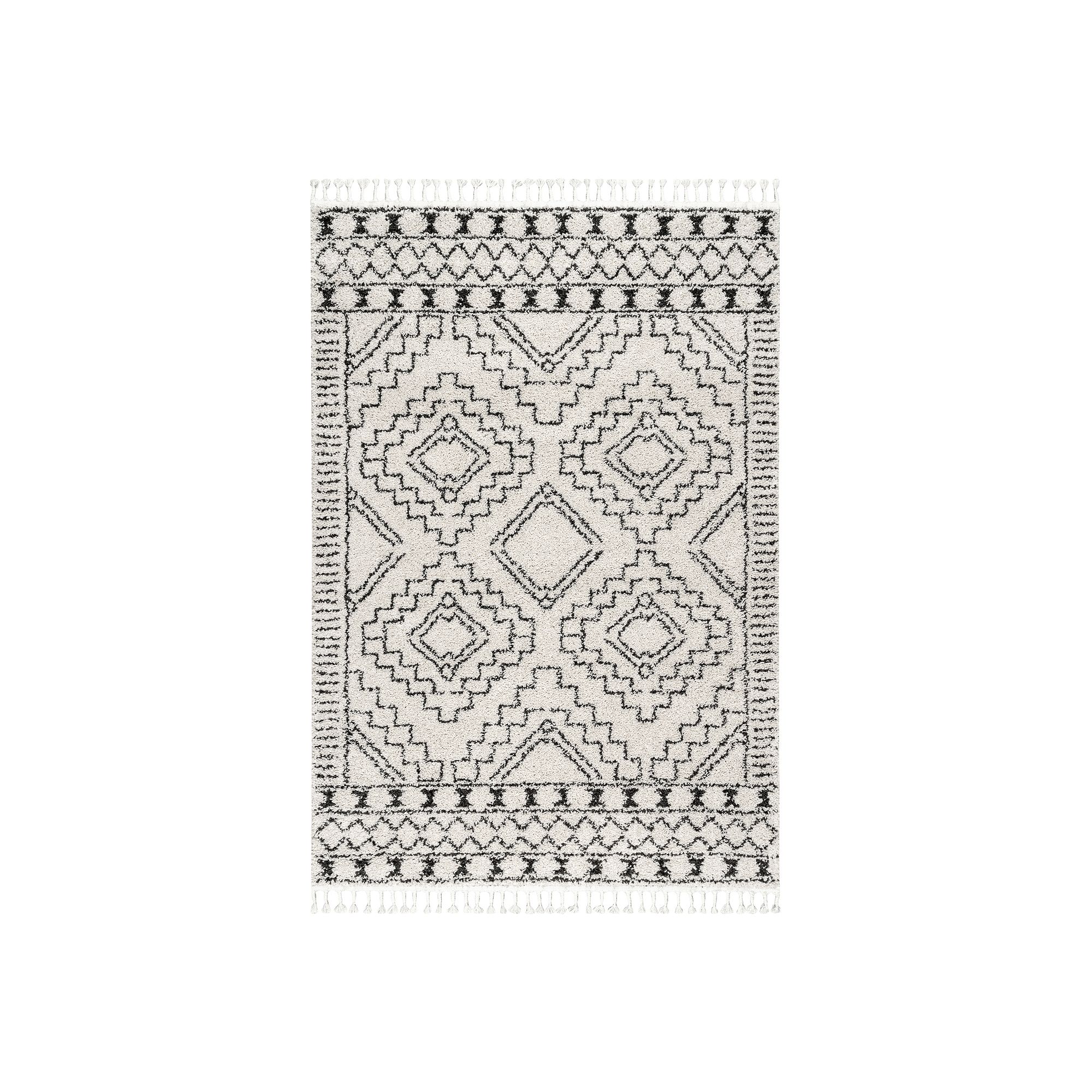 nuLOOM Vasiliki Moroccan Tribal Tassel Rug, Off White