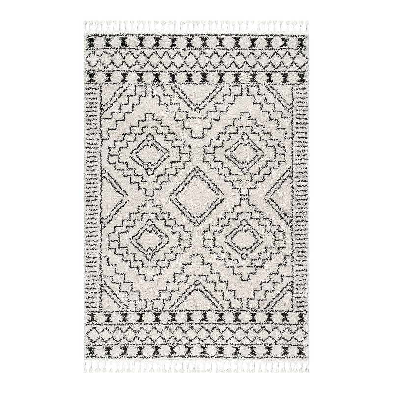 17728426 nuLOOM Vasiliki Moroccan Tribal Tassel Rug, White, sku 17728426