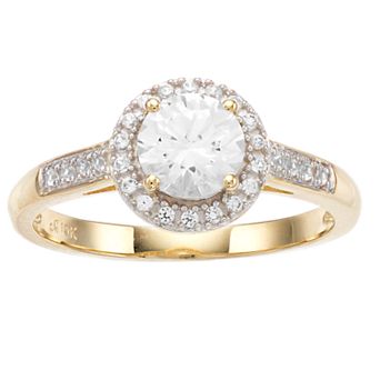 LeRose by Lexi and Rose 10k Gold Lab-Created White Sapphire Halo Ring