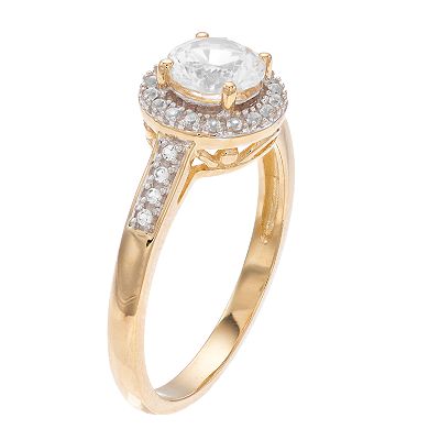 10k Gold Lab-Created White Sapphire Halo Ring