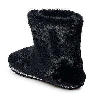 Juniors' SO® Faux Fur Zip Bootie Slippers