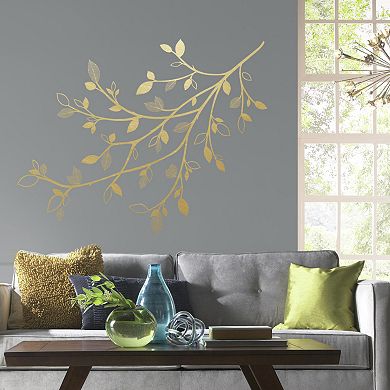 Room Mates Gold Branch Wall Decals With 3D Leaves