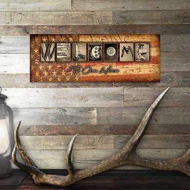 Firearm Gun "Welcome" Block Mount Wall Art