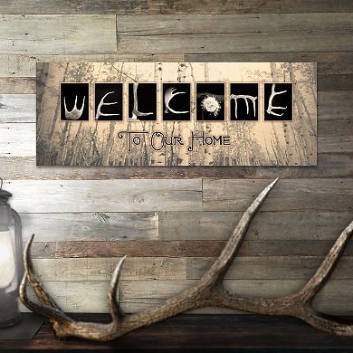 Antler "Welcome" Block Mount Wall Art