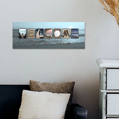 "Coastal Beach Welcome" Block Mount Wall Art