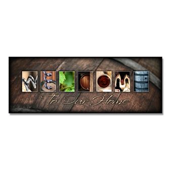 Wine Welcome Block Mount Wall Art