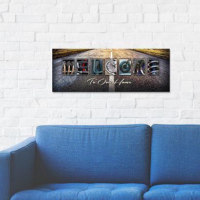 "Motorcycle Welcome" Block Mount Wall Art