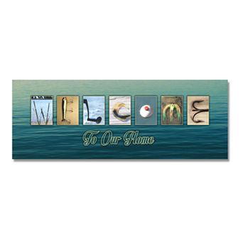 Fishing Welcome Block Mount Wall Art