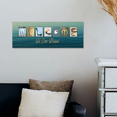 "Fishing Welcome" Block Mount Wall Art